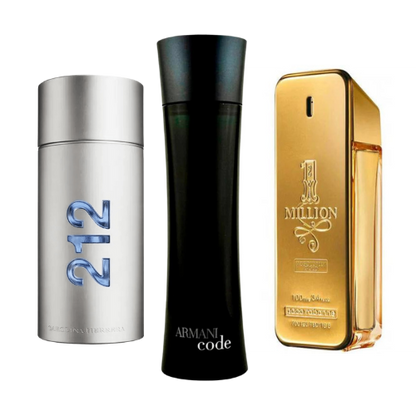 Parfüm 3er-Pack: 212 Men NYC, Paco Rabanne One Million, Armani Code Homme (Eau de Parfum)