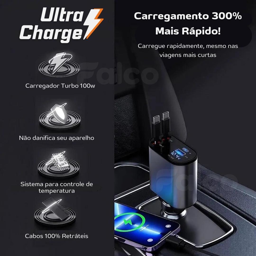 Carregador de Celular Automotivo 4 em 1 - Ultra Charge + BRINDE EXCLUSIVO PARA OS 100 PRIMEIROS! - Estilo Idea