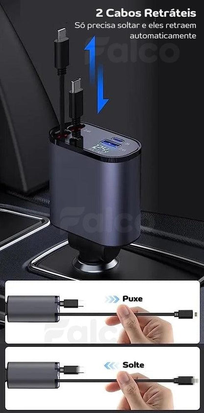 Carregador de Celular Automotivo 4 em 1 - Ultra Charge + BRINDE EXCLUSIVO PARA OS 100 PRIMEIROS! - Estilo Idea